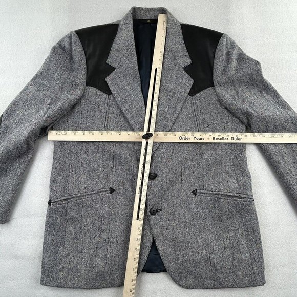 Alamo Moda Hombre Western Blazer Jacket Men’s 44R Gray Black Faux Leather Rodeo - Picture 13 of 15